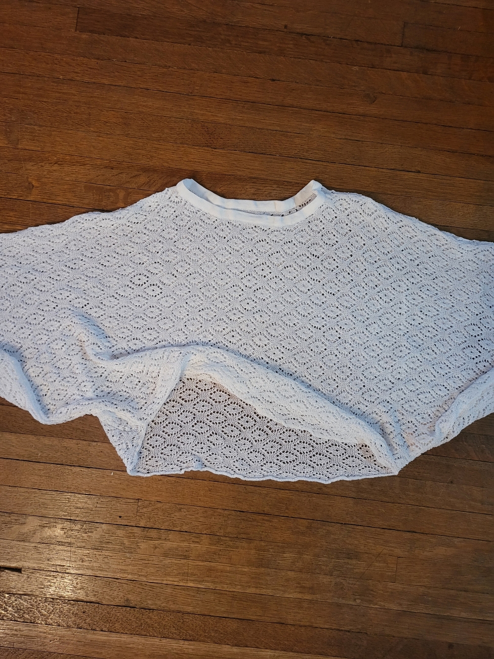 White Crochet Openwork Crewneck Sweater - Cover-up